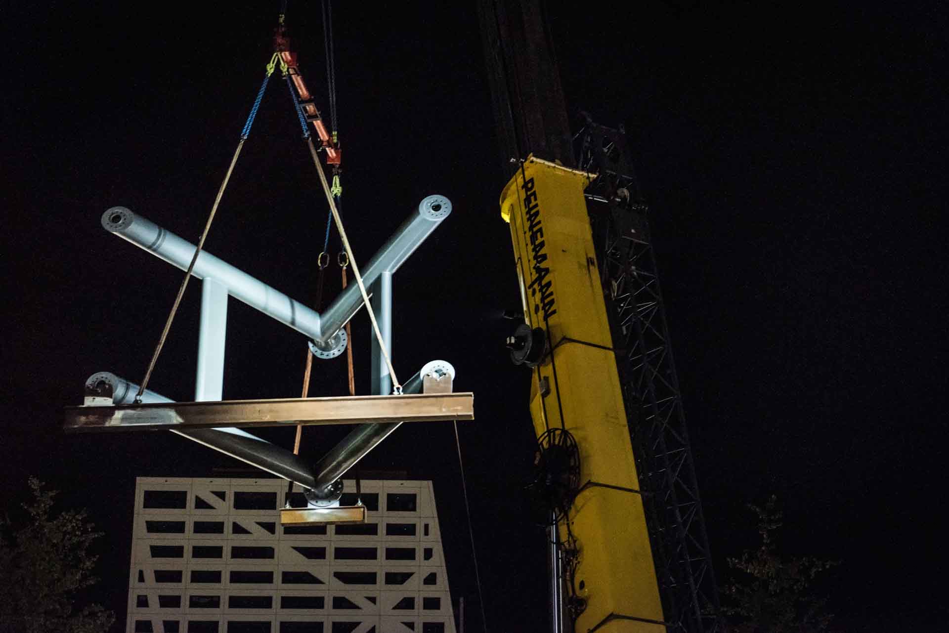 Moreelsebrug Utrecht in aanbouw inhijsen