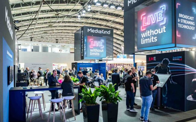 Stand fotografie MediaKind IBC Rai Amsterdam beurs